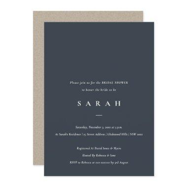 Simple Script Black Navy Bridal Shower Invite