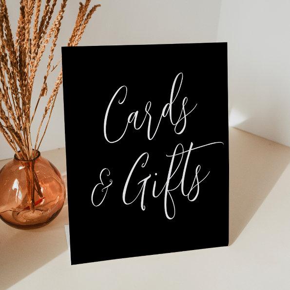 Simple Script Black Wedding Invitations and Gifts Pedestal Sign