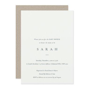 Simple Script Black White Baby Shower Invite