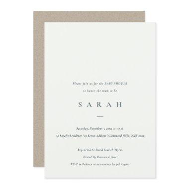 Simple Script Black White Baby Shower Invite