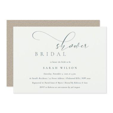 Simple Script Black White Bridal Shower Invite