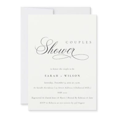 Simple Script Black White Couples Shower Invite