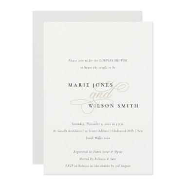 Simple Script Black White Couples Shower Invite