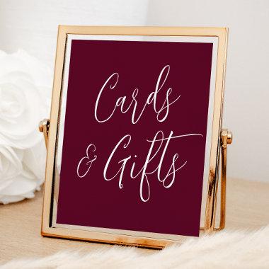 Simple Script Burgundy Wedding Invitations and Gifts Poster