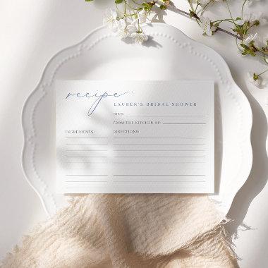 Simple Script Dusty Blue Bridal Shower Recipe Invitations