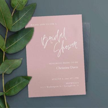 Simple Script Dusty Rose Bridal Shower Invitations