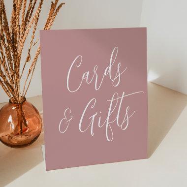 Simple Script Dusty Rose Wedding Invitations and Gifts Pedestal Sign