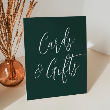 Simple Script Forest Green Wedding Invitations and Gifts Pedestal Sign