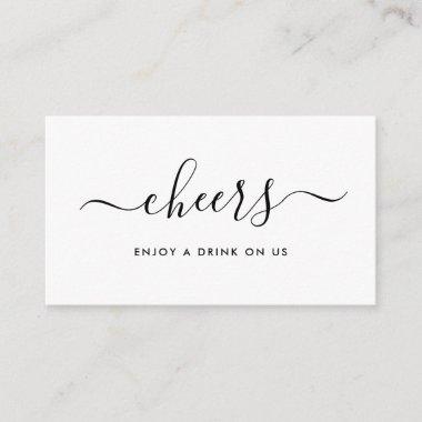 Simple Script Free Drinks Ticket - Black & White Enclosure Invitations