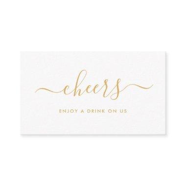 Simple Script Free Drinks Ticket - Gold & White Enclosure