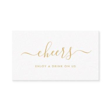 Simple Script Free Drinks Ticket - Gold & White Enclosure Invitations