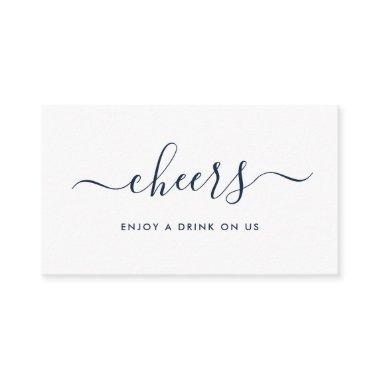 Simple Script Free Drinks Ticket - Navy & White Enclosure Invitations