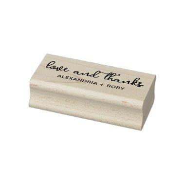 Simple Script Love and Thanks Wood Rubber Stamp