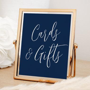 Simple Script Navy Wedding Invitations and Gifts Sign