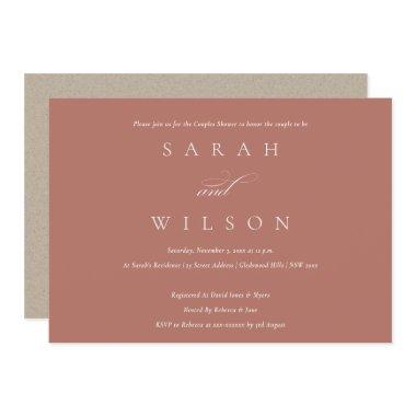 Simple Script Terracotta Couples Shower Invite