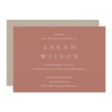 Simple Script Terracotta Rust Bridal Shower Invite