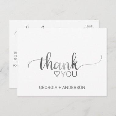 Simple Silver Foil Calligraphy Thank You PostInvitations