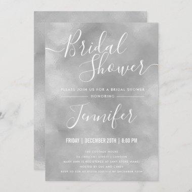 SIMPLE Silver Foil Glam Bridal Shower Invitations