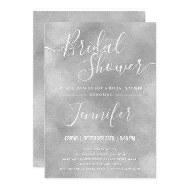 SIMPLE Silver Foil Glam Bridal Shower Invitations