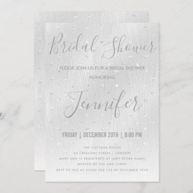 SIMPLE Silver Shimmer Paint Bridal Shower Invitations