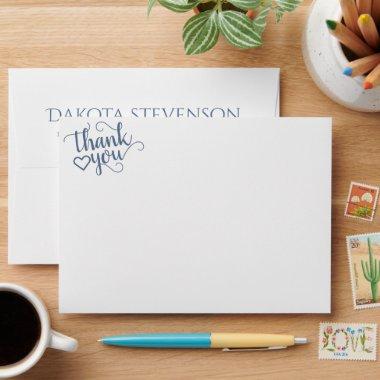 Simple Slate Script | Dusty Blue Thank You Address Envelope