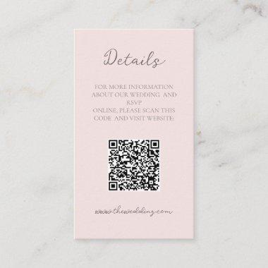 Simple Small Minimalist Misty Rose Wedding Details Business Invitations