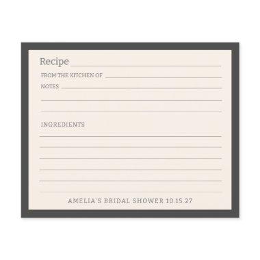 Simple Soft Black Border Personalized Recipe Invitations