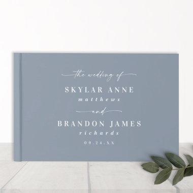 Simple Solid Color Dusty Sky Blue Wedding Guest Book