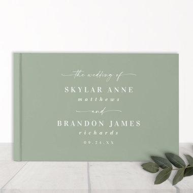 Simple Solid Color Light Leaf Green Wedding Guest Book