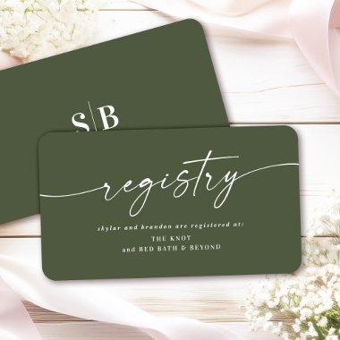 Simple Solid Dark Green Color Wedding Registry Enclosure