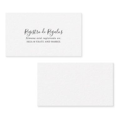 Simple Spanish Wedding Gift Registry Enclosure Invitations