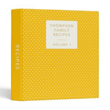 Simple Summer Yellow Dots Personalized Recipe  3 Ring Binder