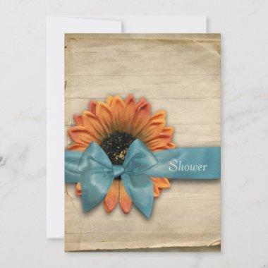 Simple Sunflower Natural Organic Bridal Shower Invitations