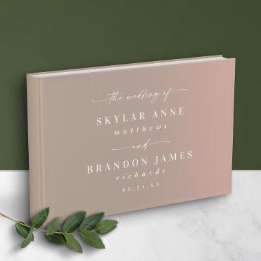 Simple Taupe Beige & Blush Pink Ombre Wedding Guest Book