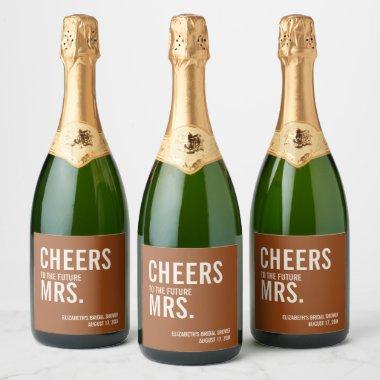 Simple Terracotta Typography Bridal Shower Sparkling Wine Label