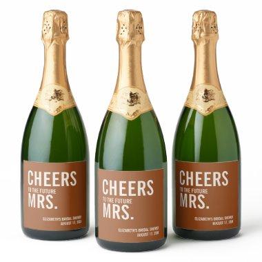 Simple Terracotta Typography Bridal Shower Sparkling Wine Label