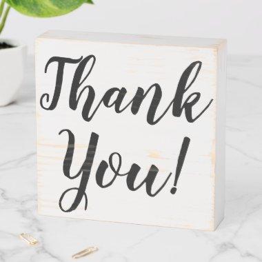 Simple Thank You Script Typography Wooden Box Sign