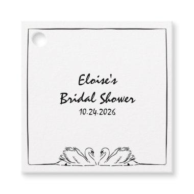 Simple Timeless Handwritten Swan Bridal Shower Favor Tags