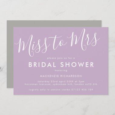 Simple Typographic Lilac Bridal Shower Invitations