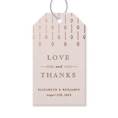 Simple Vintage Blush Rose Foil Wedding Thank You Gift Tags