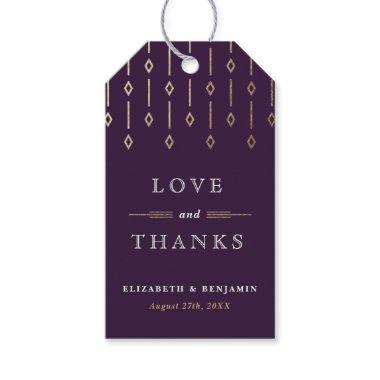 Simple Vintage plum Gold Foil Wedding Thank You Gift Tags