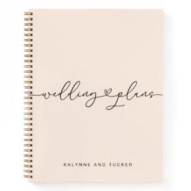 Simple Vintage White Wedding Plans Heart Notebook