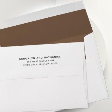 Simple Walnut Brown Return Address Lined Envelope