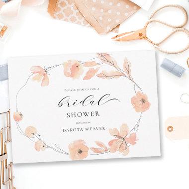 Simple Watercolor Blush Pink Peach Bridal Shower Invitations