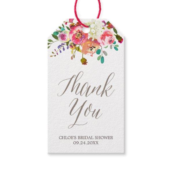 Simple Watercolor Bouquet Bridal Shower Thank You Gift Tags