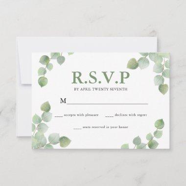 Simple Watercolor Eucalyptus Greenery Wedding RSVP Card