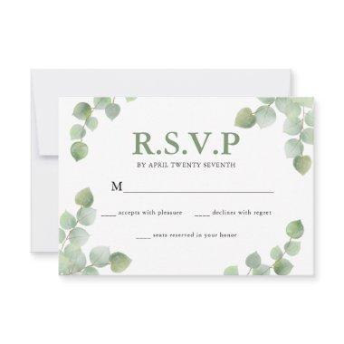 Simple Watercolor Eucalyptus Greenery Wedding RSVP Card