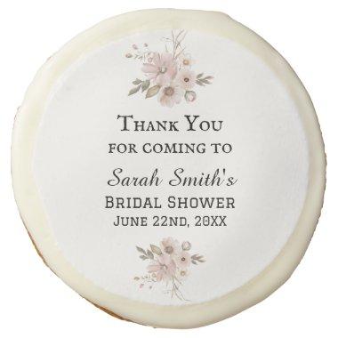Simple Watercolor Floral Bridal Shower Thank You Sugar Cookie