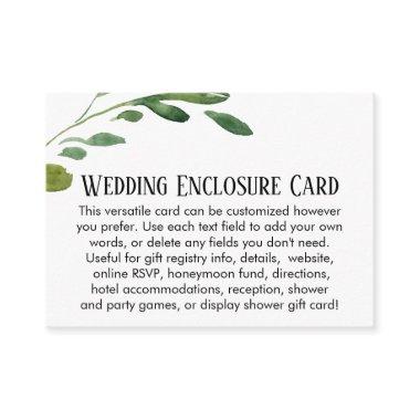 Simple Watercolor Greenery DIY Custom Wedding Enclosure Invitations