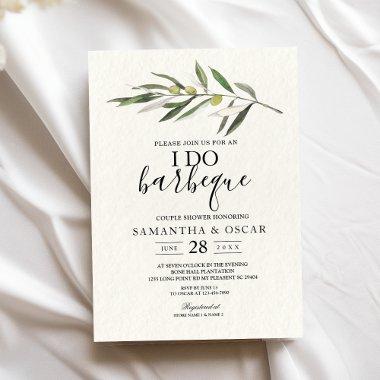 Simple Watercolor Olive Green Branch Invitations